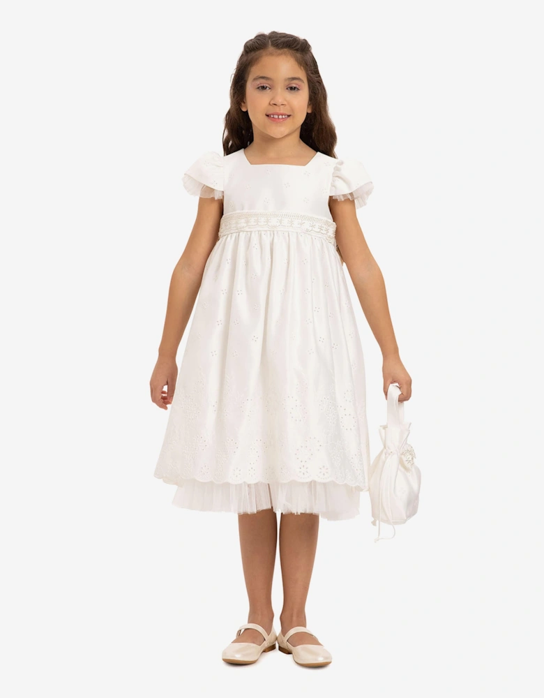 Girls Dress with Matching Bag in White