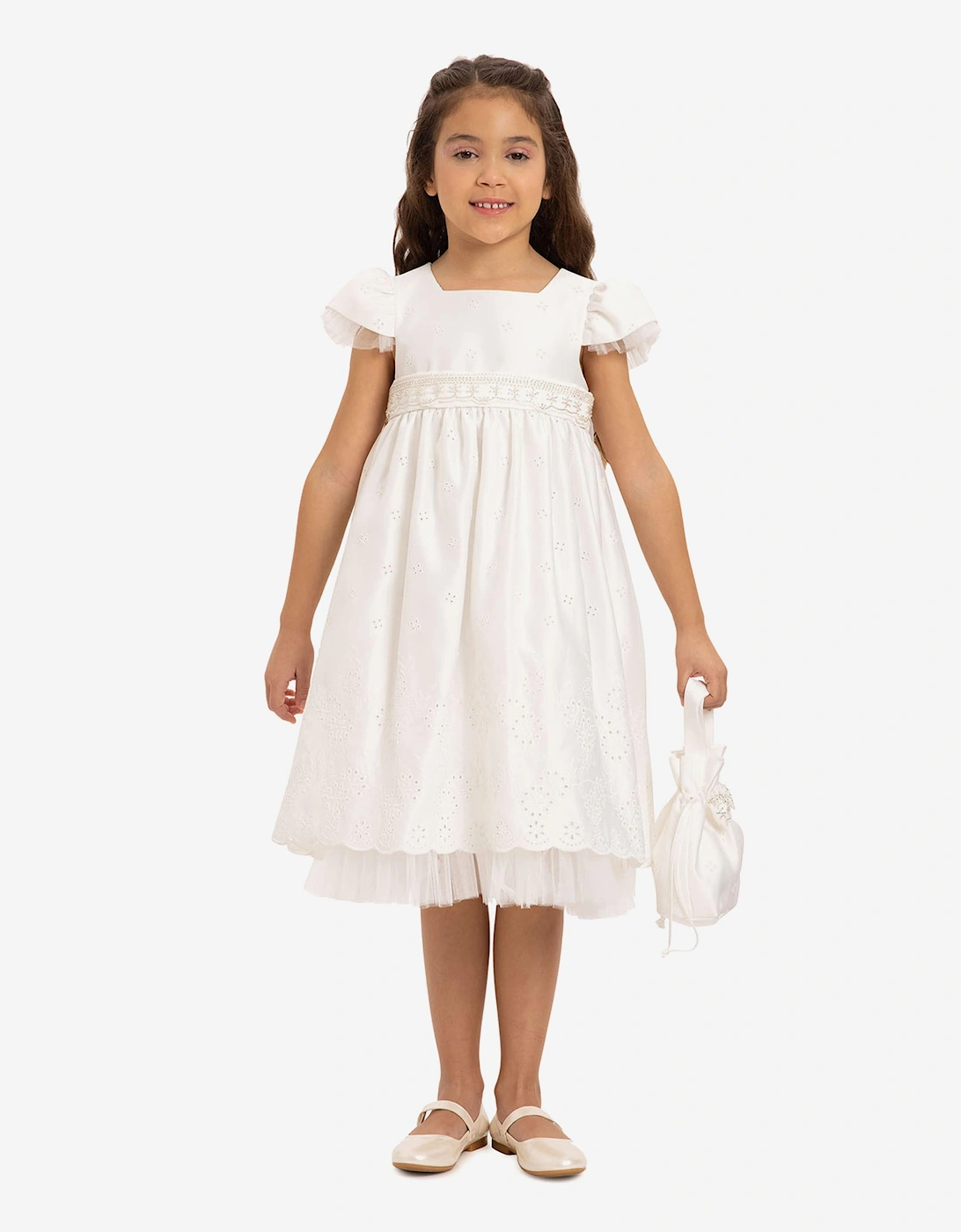 Girls Dress with Matching Bag in White, 7 of 6