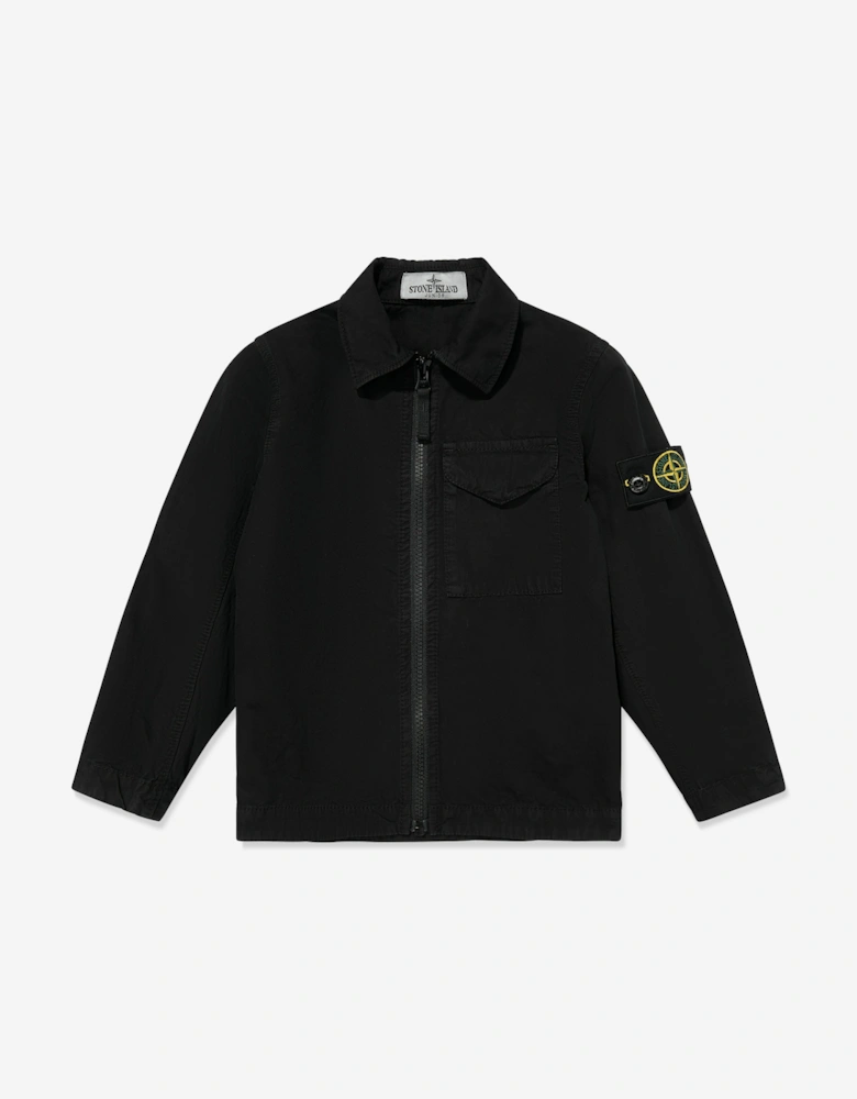 Boys Zip Up Pocket Overshirt in Black