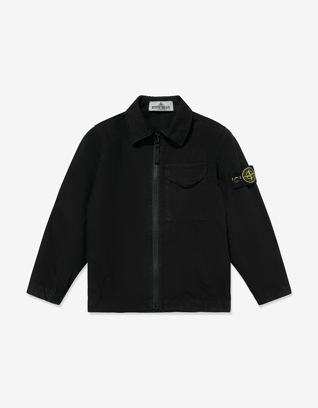 Boys Zip Up Pocket Overshirt in Black, 5 of 4