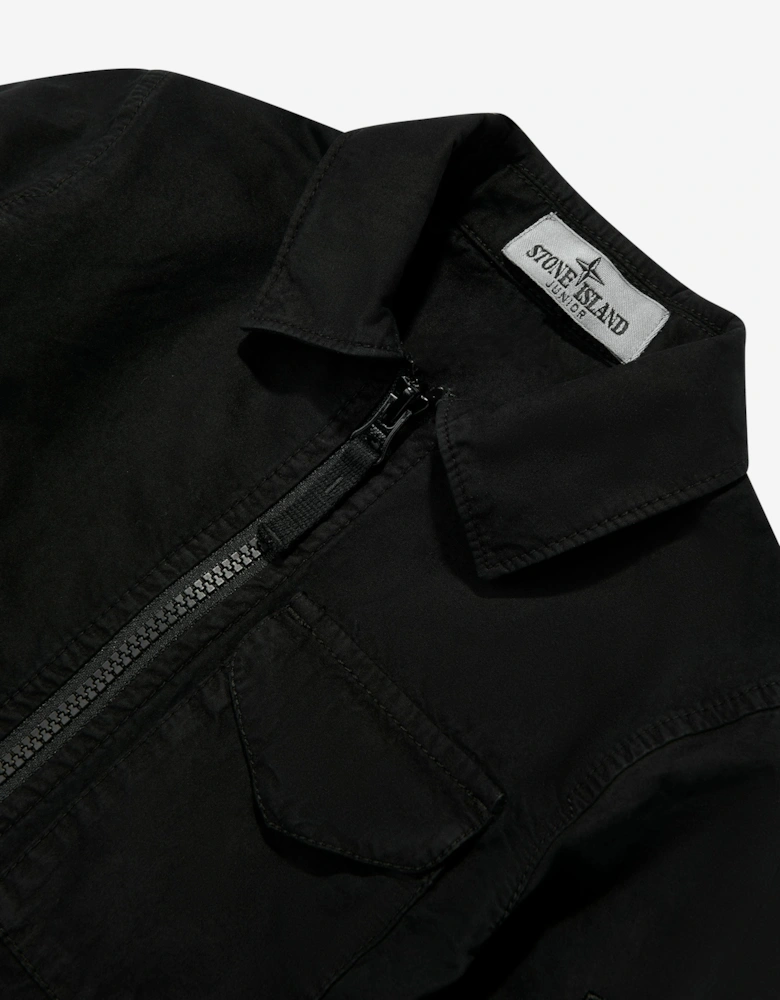 Boys Zip Up Pocket Overshirt in Black