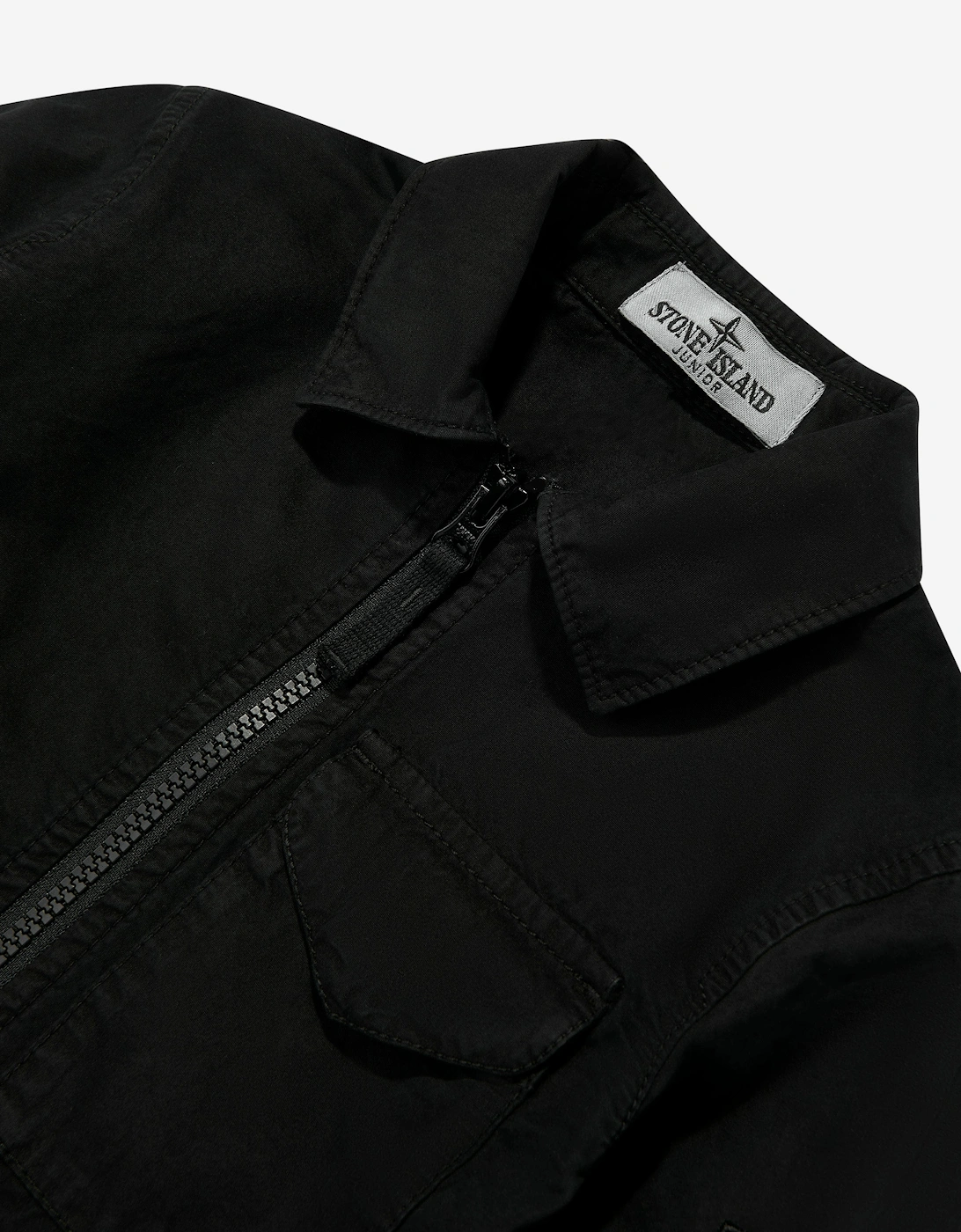 Boys Zip Up Pocket Overshirt in Black