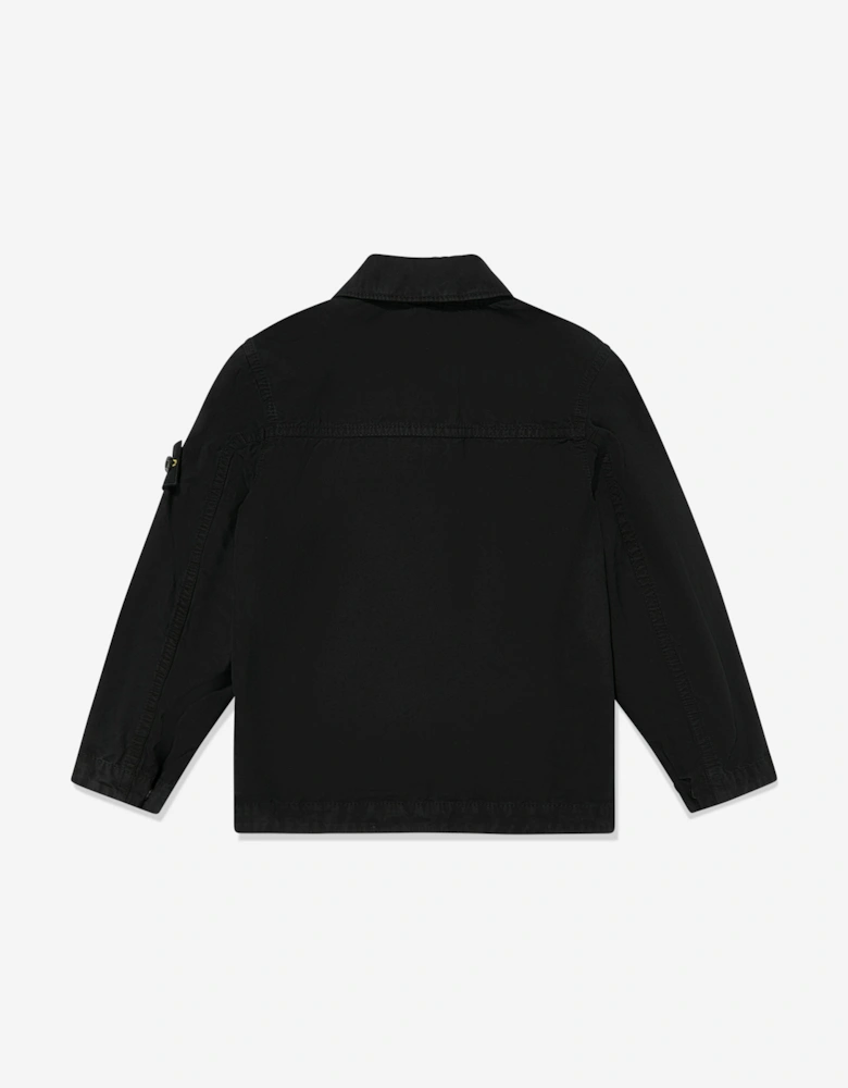 Boys Zip Up Pocket Overshirt in Black