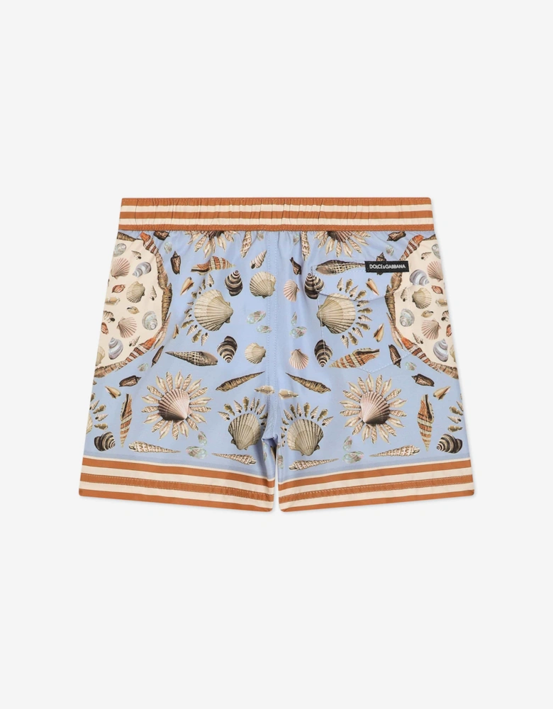Baby Boys Shell Print Swim Shorts in Blue