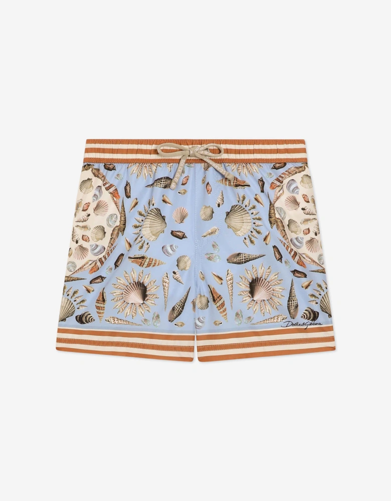 Baby Boys Shell Print Swim Shorts in Blue