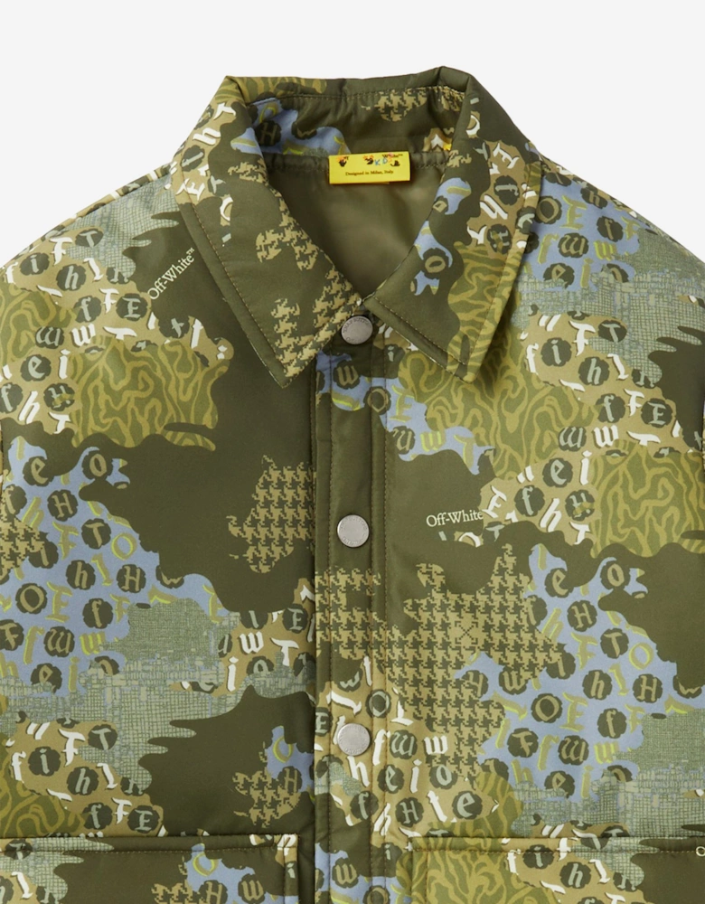 Boys Crazy Camo Padded Jacket in Green
