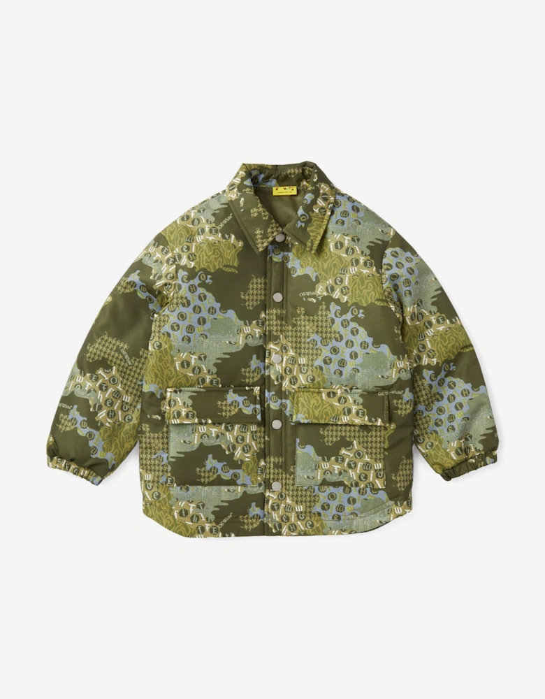 Boys Crazy Camo Padded Jacket in Green