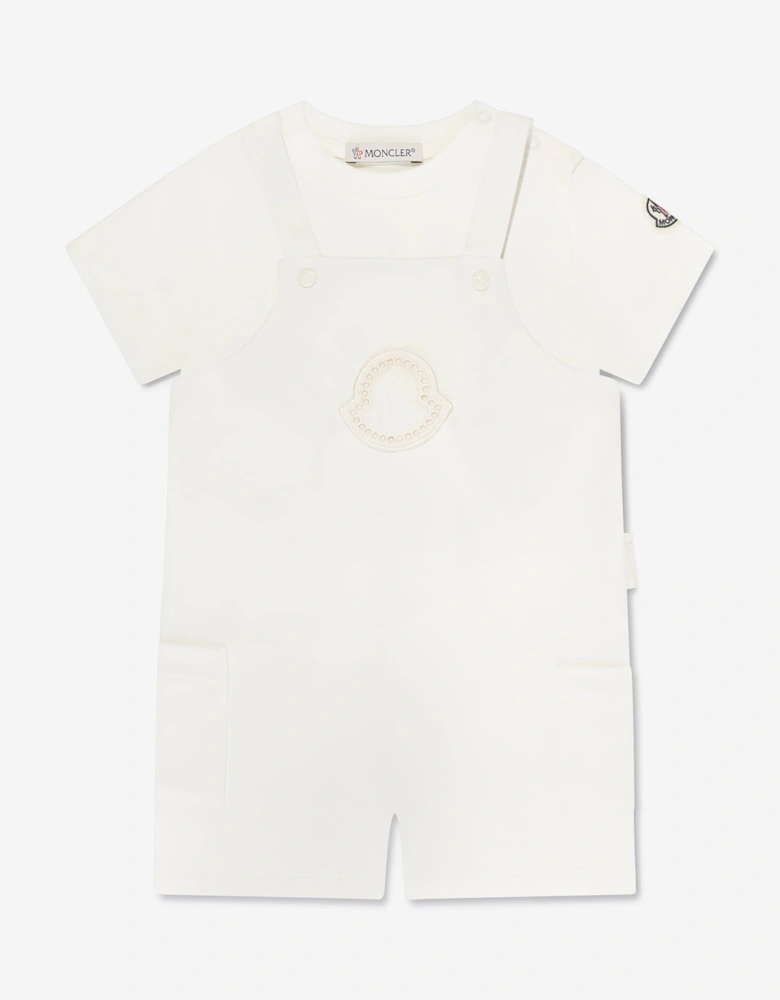 Enfant Baby Girls Logo Romper in Ivory