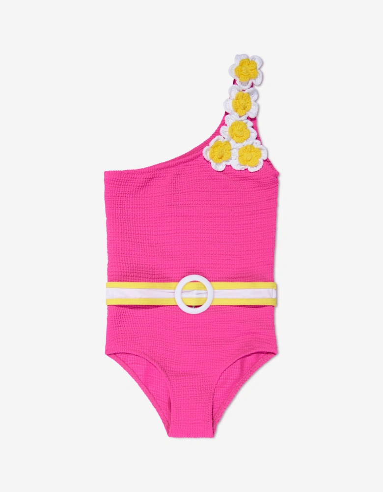 Girls Pinko Asymmetrical Swimsuit in Pink