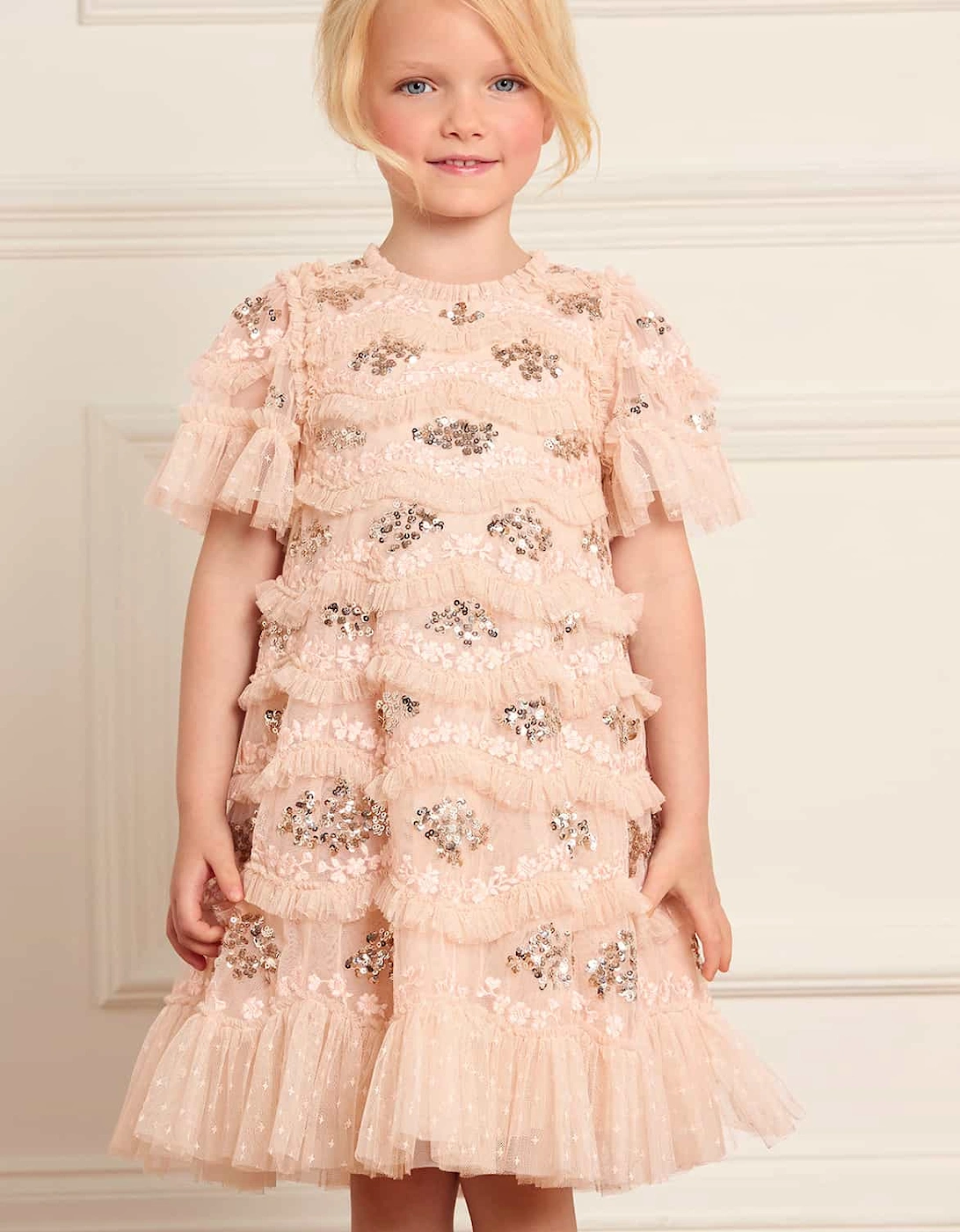 Girls Daisy Wave Dress in Pink