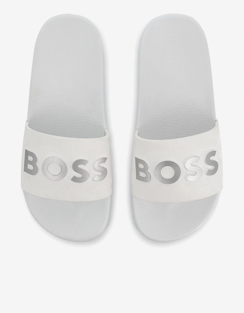 BOSS Boys Logo Sliders in White