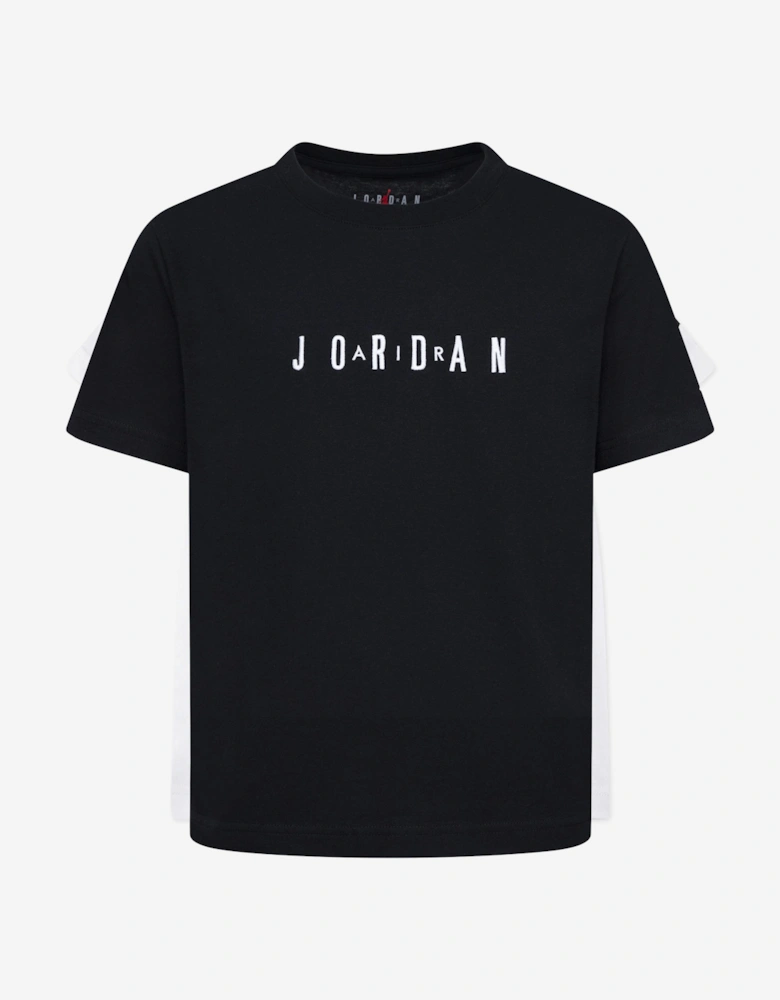 Boys MJ Wordmark Embroidered T-Shirt in Black