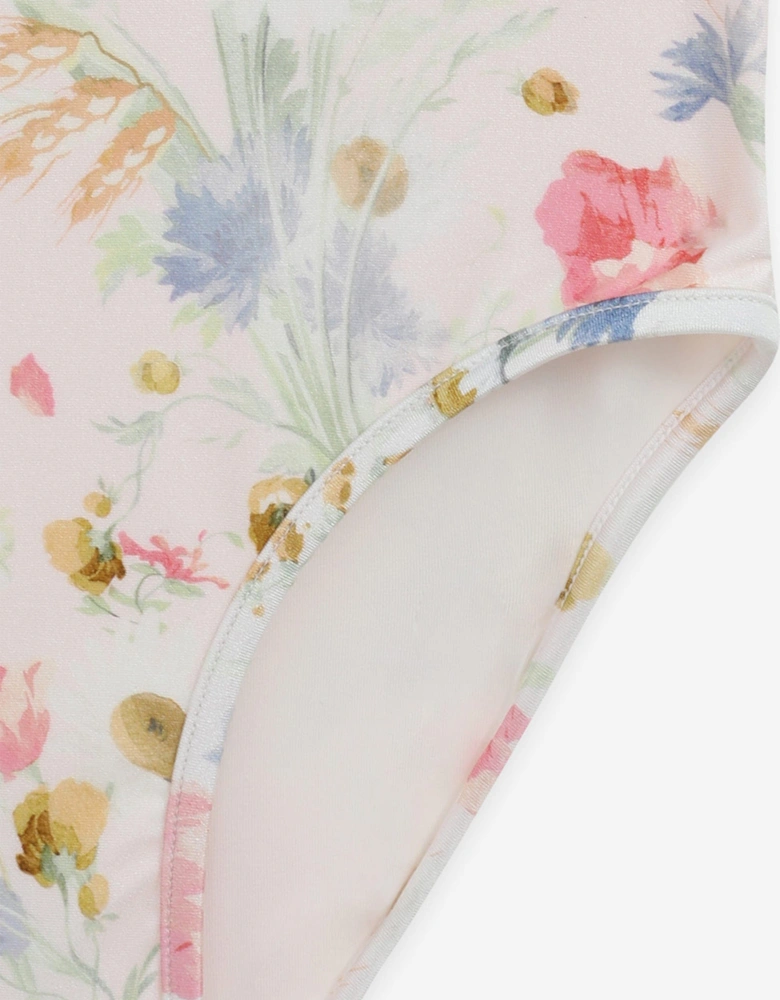 Girls Lucky Frill Swimsuit in Ivory