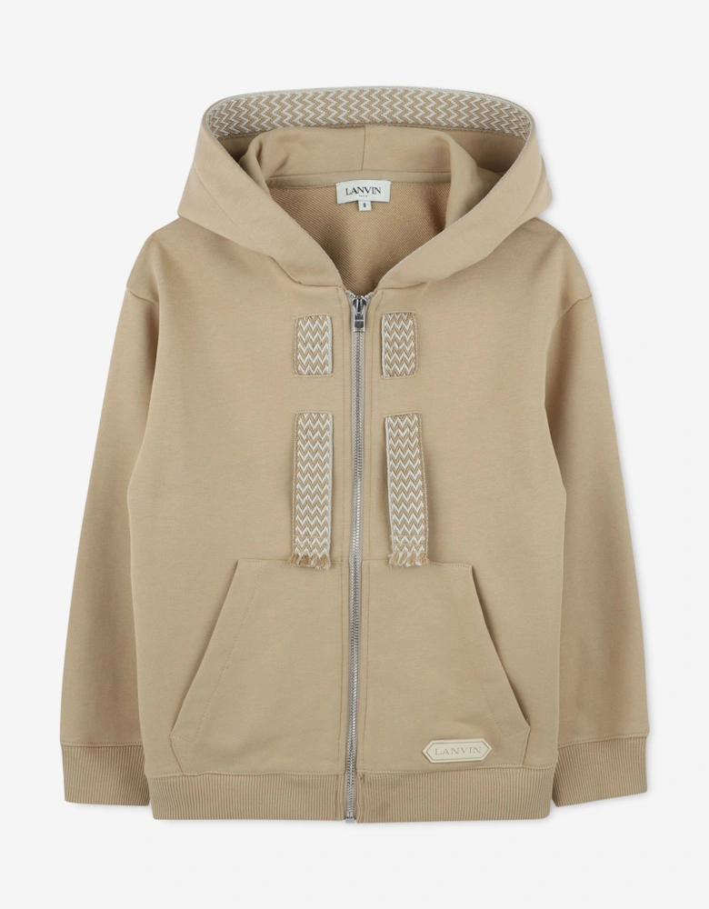 Boys Logo Zip Up Top in Beige