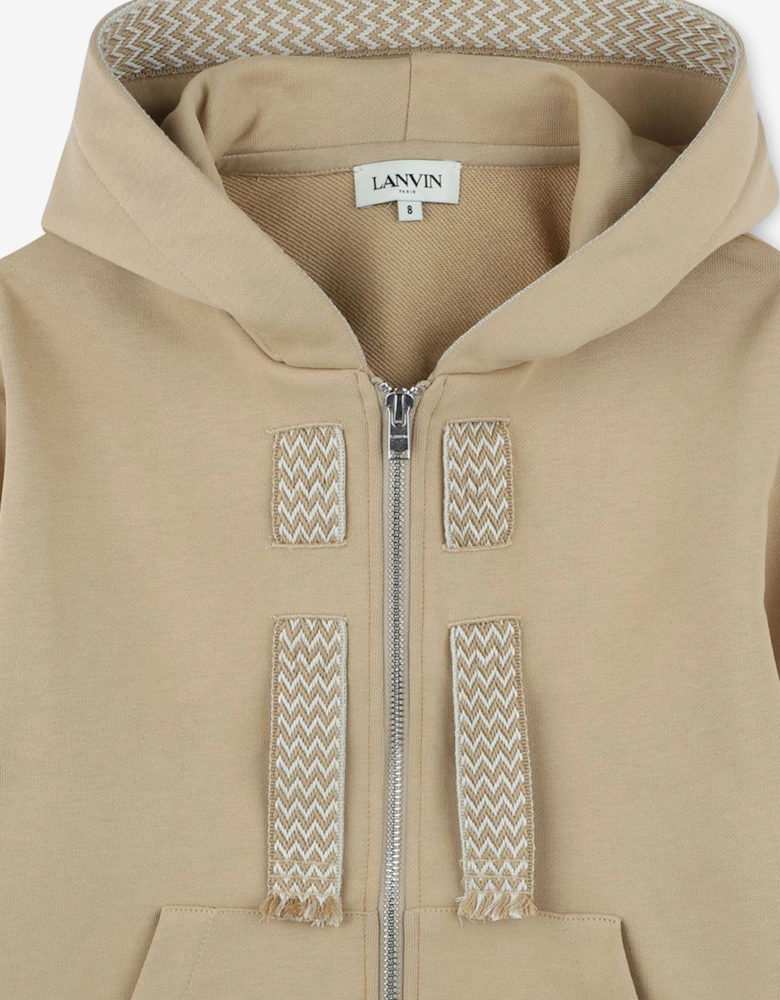Boys Logo Zip Up Top in Beige