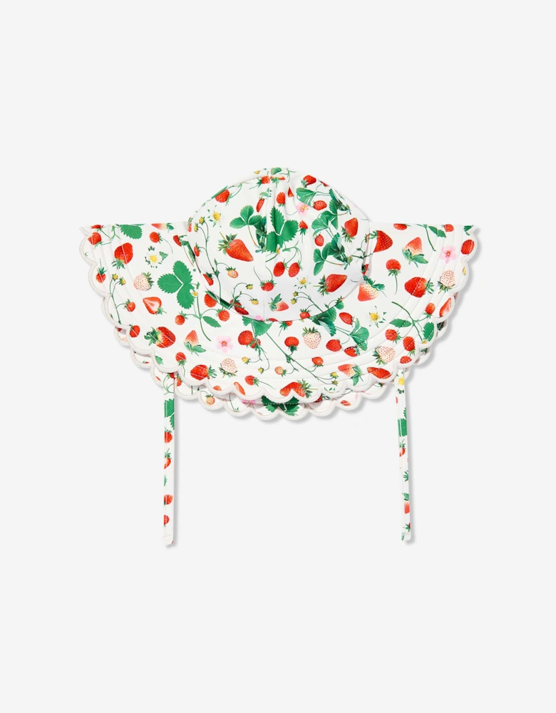 Girls Nuka Strawberry Field Sun Hat in Ivory (UPF50+)