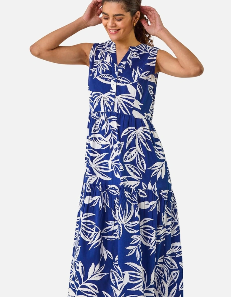 Leaf Print Midi Dress