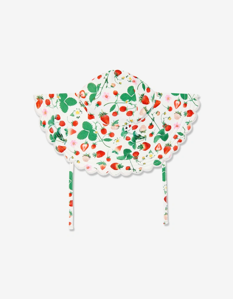 Girls Nuka Strawberry Field Sun Hat in Ivory (UPF50+)
