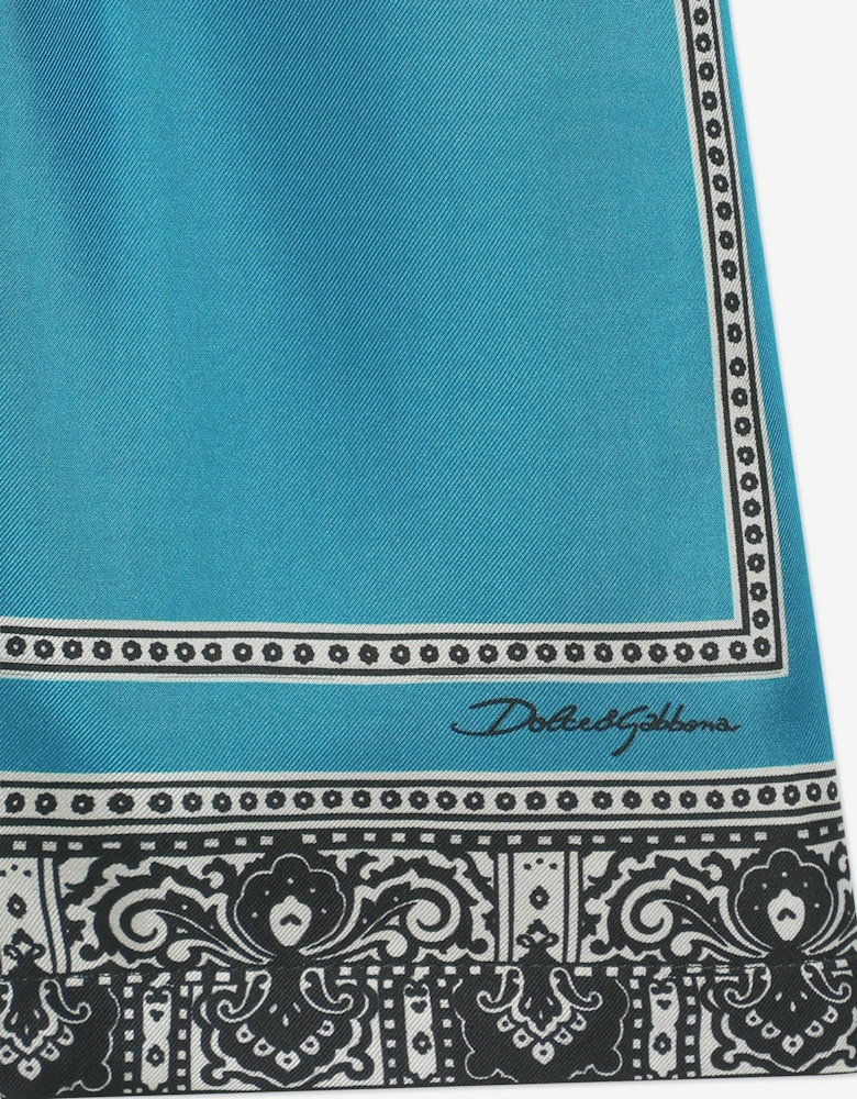 Boys Silk Bandana Print Shorts in Blue