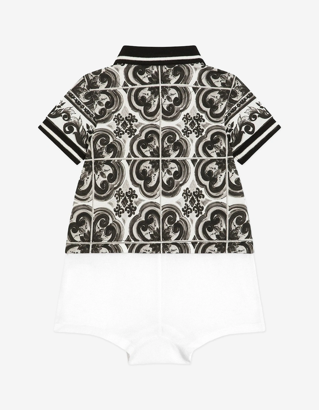 Baby Boys Majolica Print Romper in Black