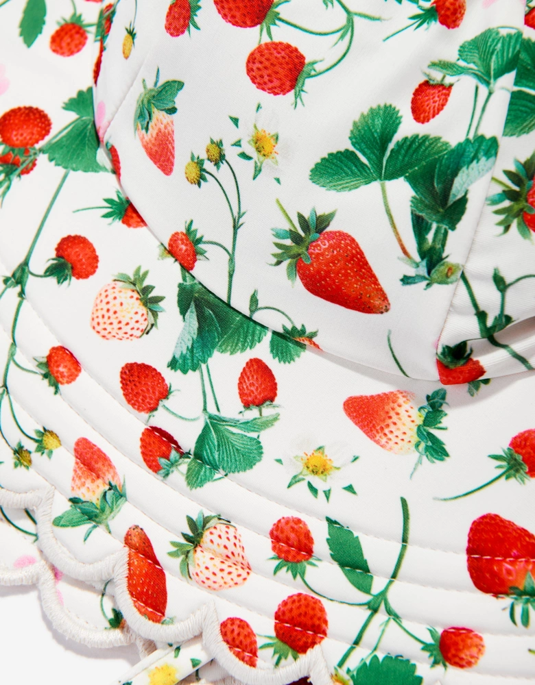 Girls Nuka Strawberry Field Sun Hat in Ivory (UPF50+)