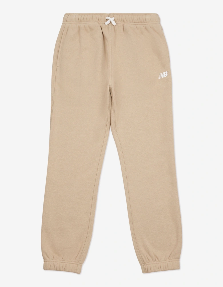 Boys Brush Back Small Logo Joggers in Beige