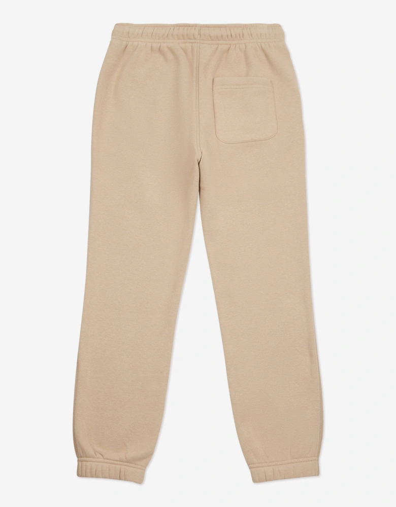 Boys Brush Back Small Logo Joggers in Beige