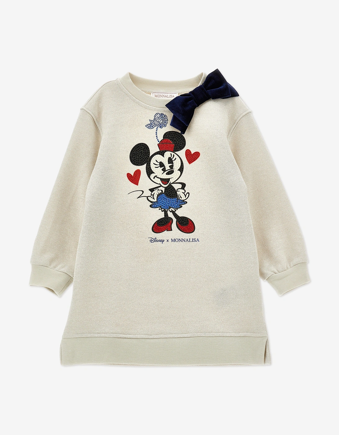 Girl's Monnalisa Girls Minnie Mouse Sweater Dress in Beige - Cream - Size: 8 years