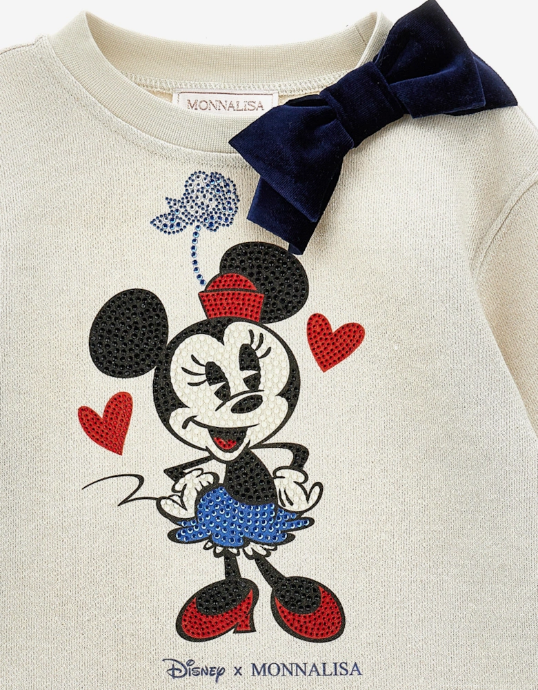 Girls Minnie Mouse Sweater Dress in Beige