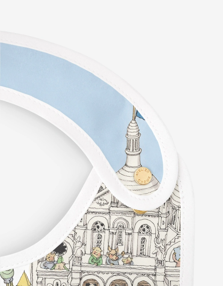 Baby Satin Paris Bib in Blue
