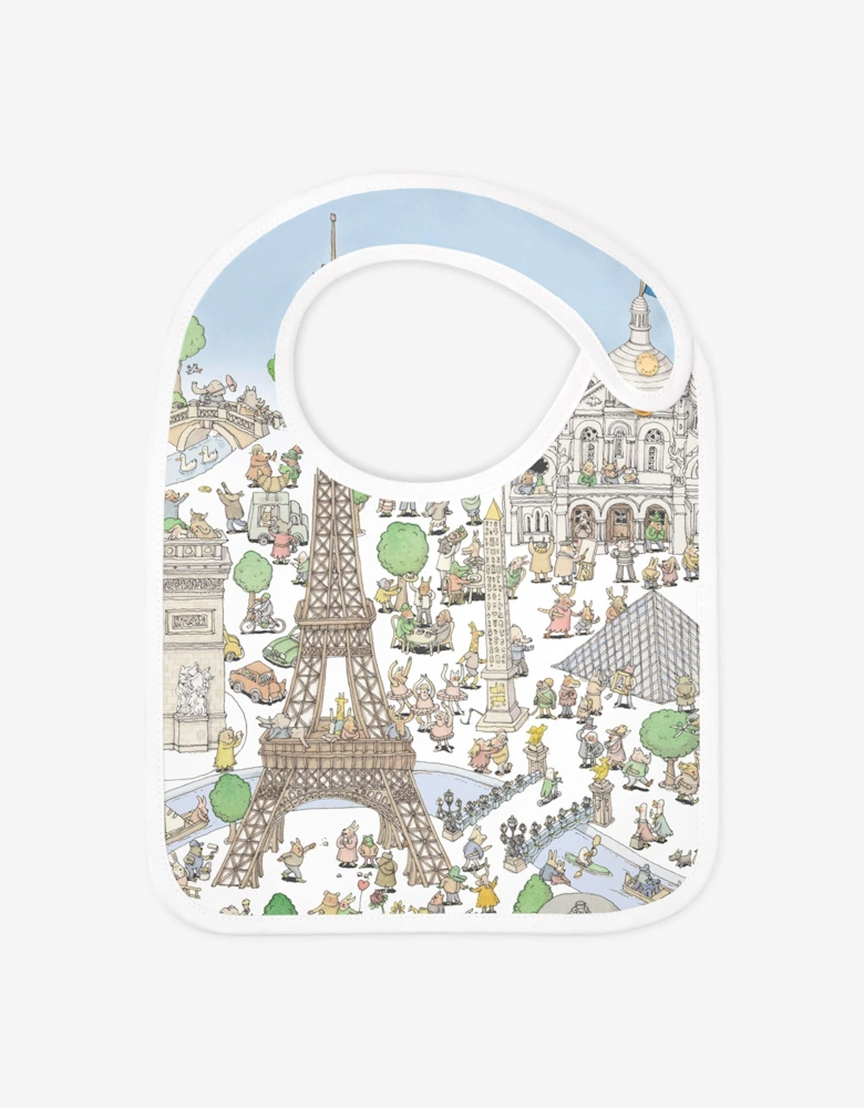 Baby Satin Paris Bib in Blue