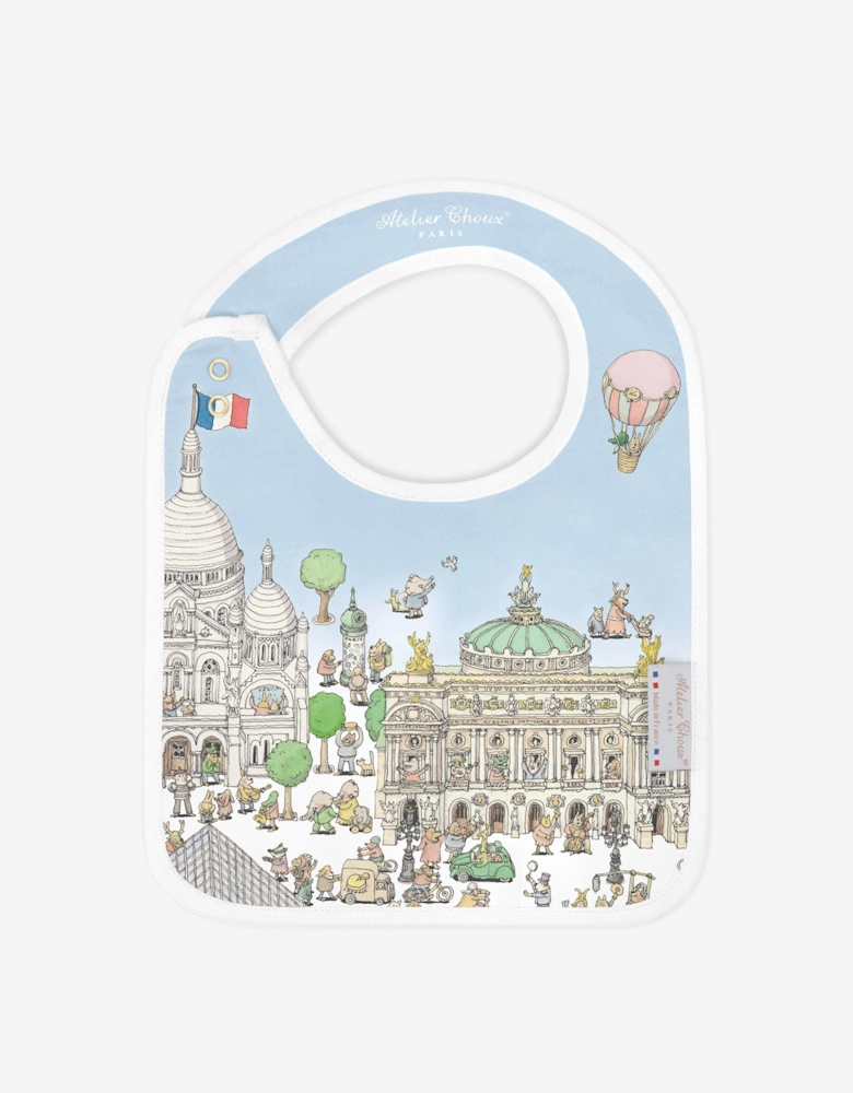Baby Satin Paris Bib in Blue