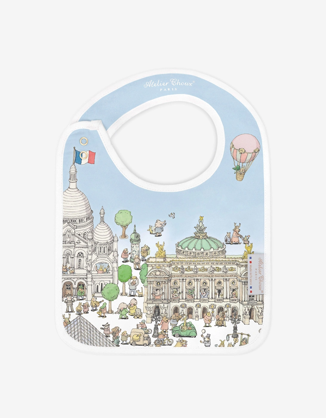 Baby Satin Paris Bib in Blue