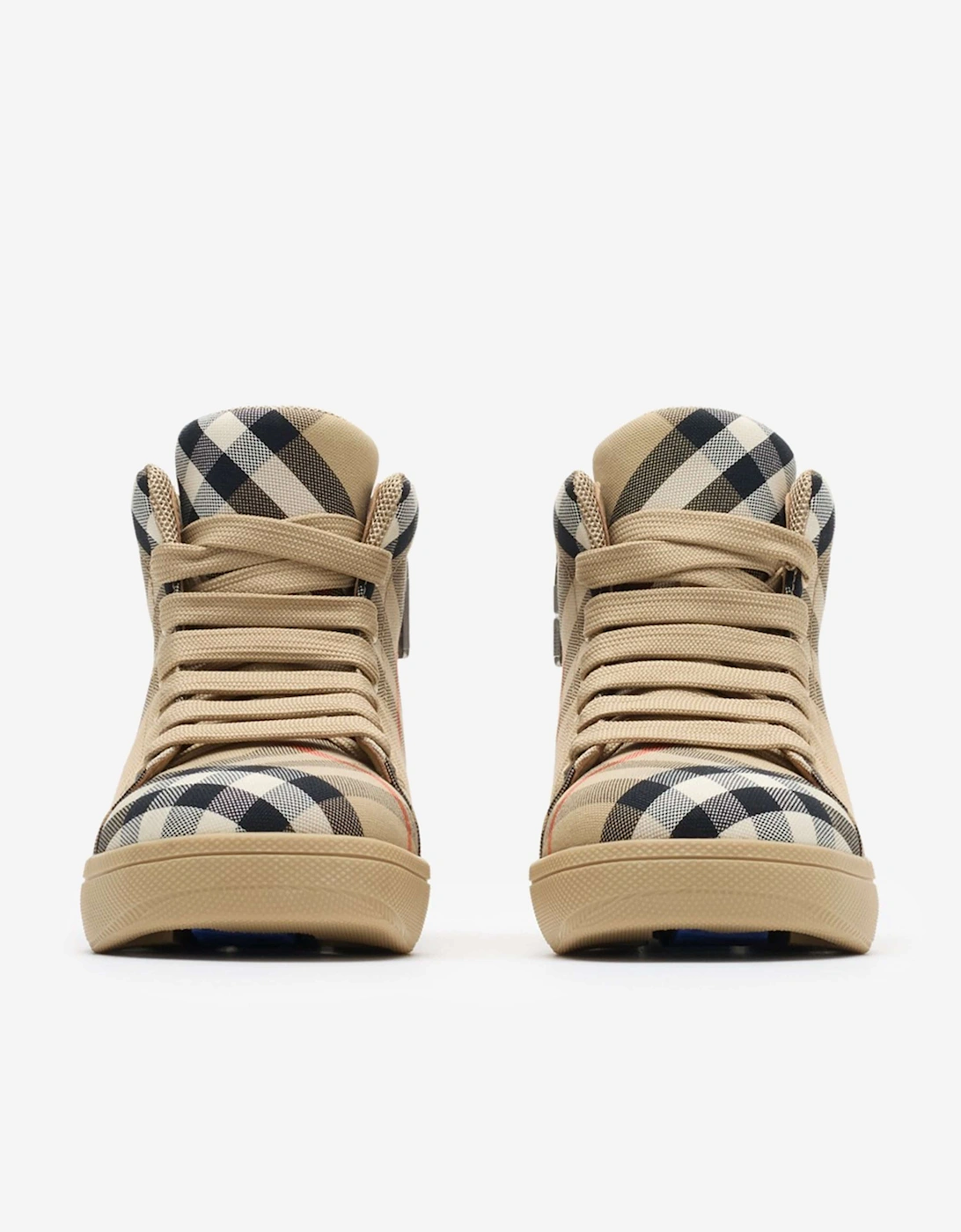 Kids Cambridge Check High Top Trainers in Beige