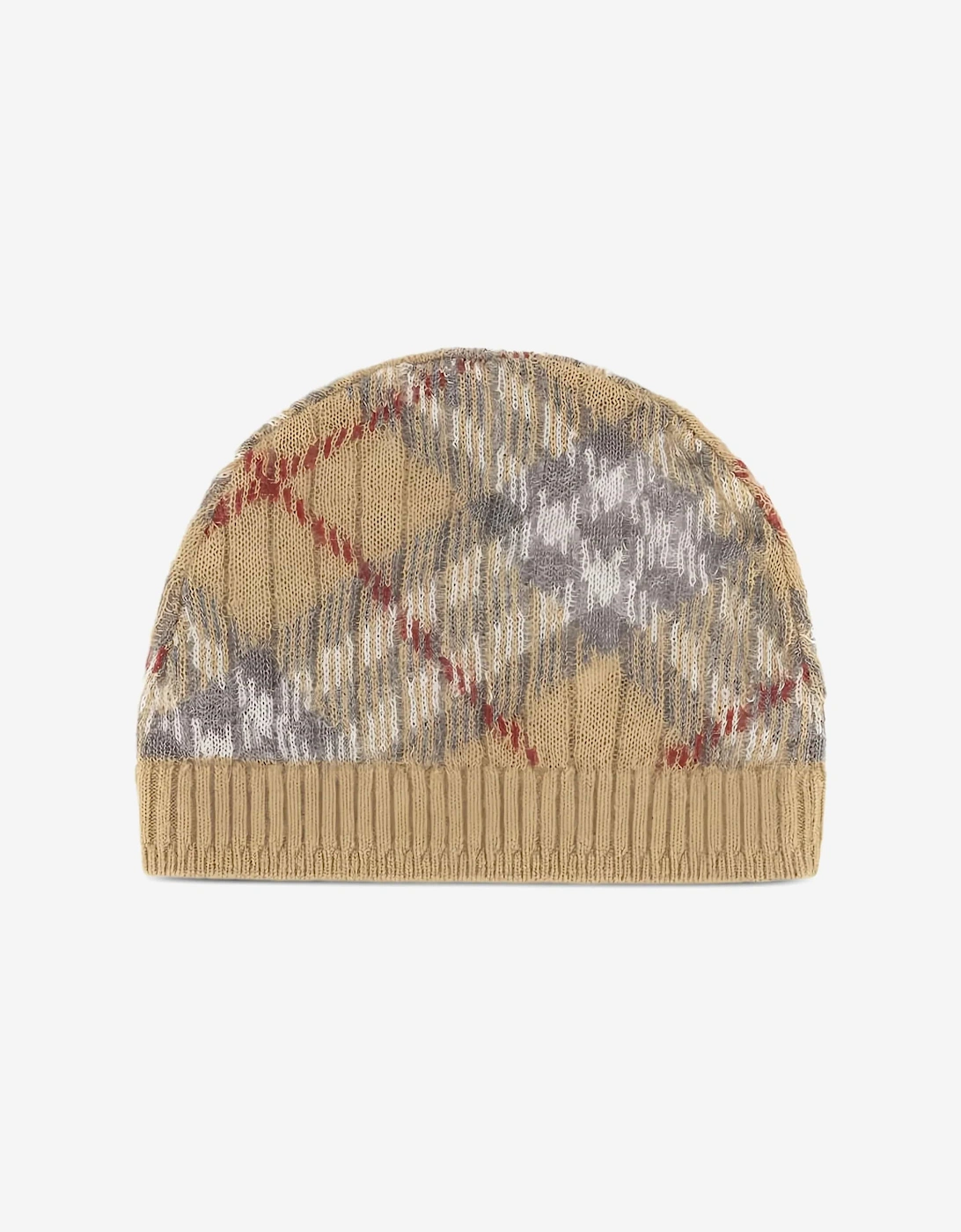 Baby Pale Check Beanie Hat in Beige, 4 of 3