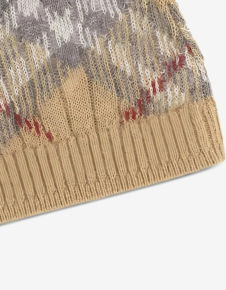 Baby Pale Check Beanie Hat in Beige