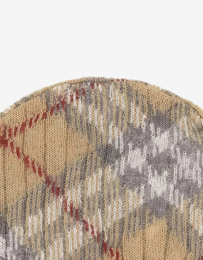 Baby Pale Check Beanie Hat in Beige