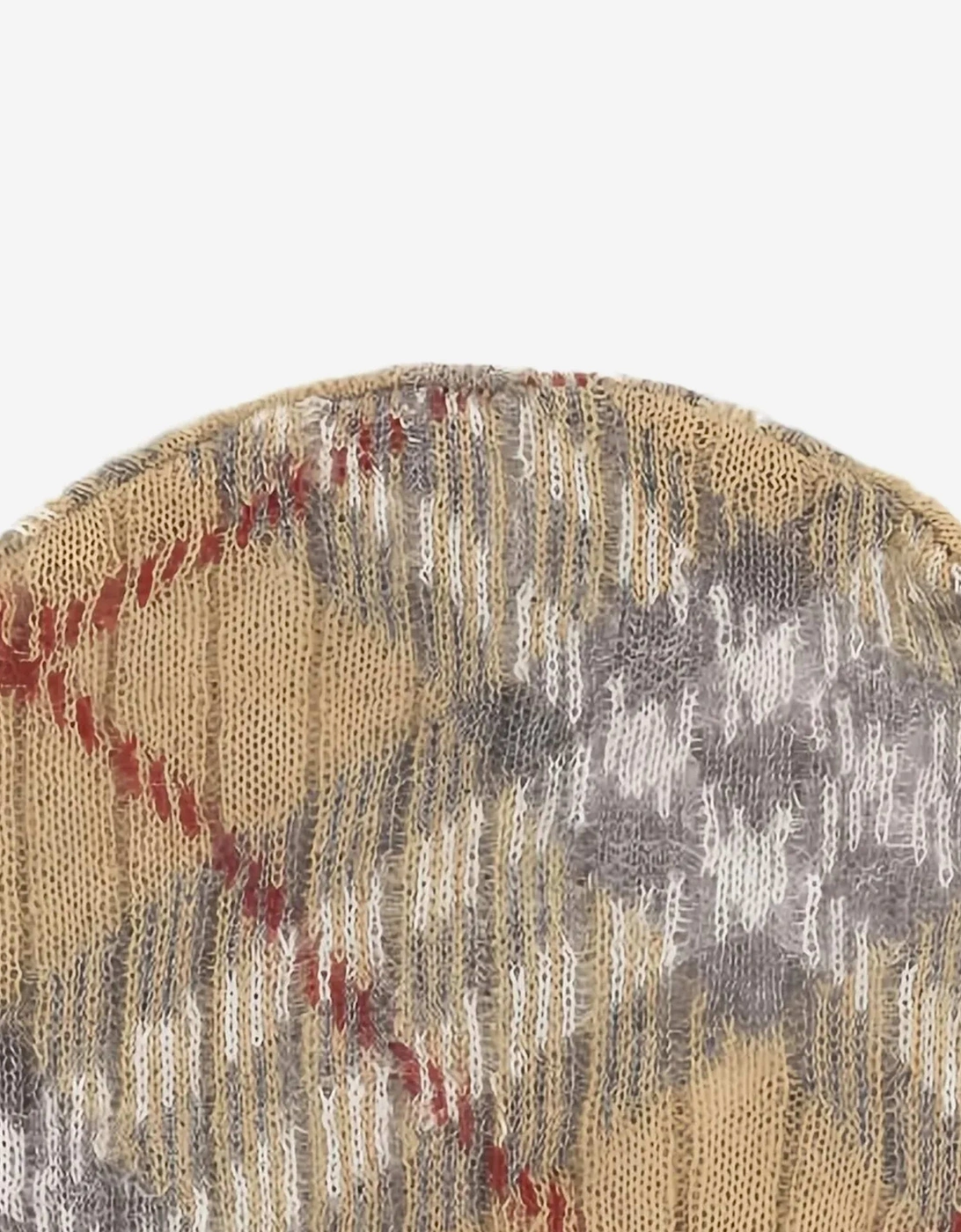 Baby Pale Check Beanie Hat in Beige