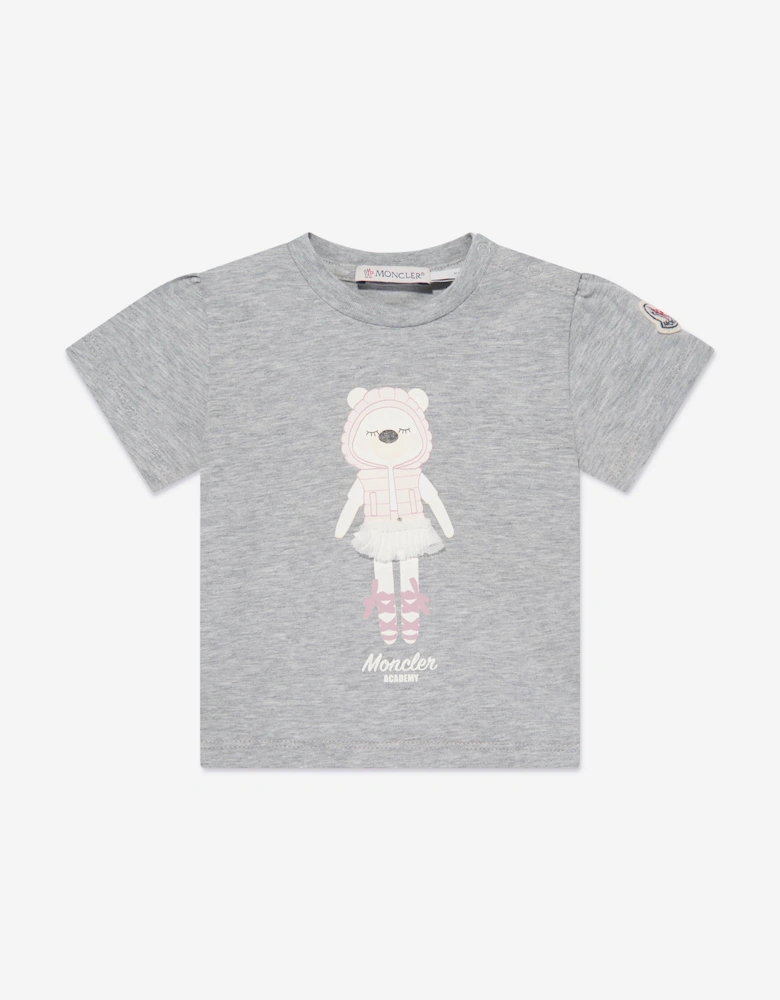 Enfant Baby Girls Bear T-Shirt in Grey