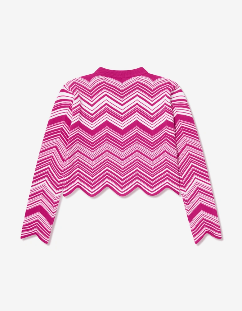 Girls Zigzag Knitted Jumper in Pink