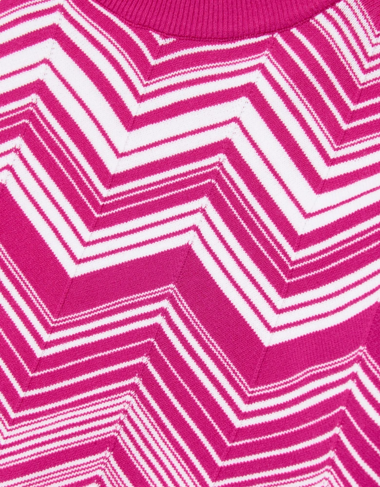 Girls Zigzag Knitted Jumper in Pink
