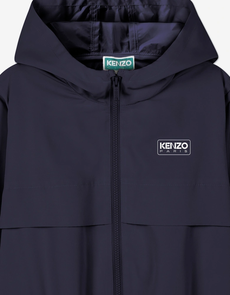 Kids Hooded Windbreaker in Navy