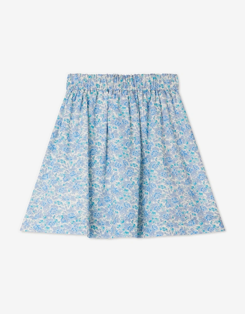 Girls Floral Esterina Skirt in Blue