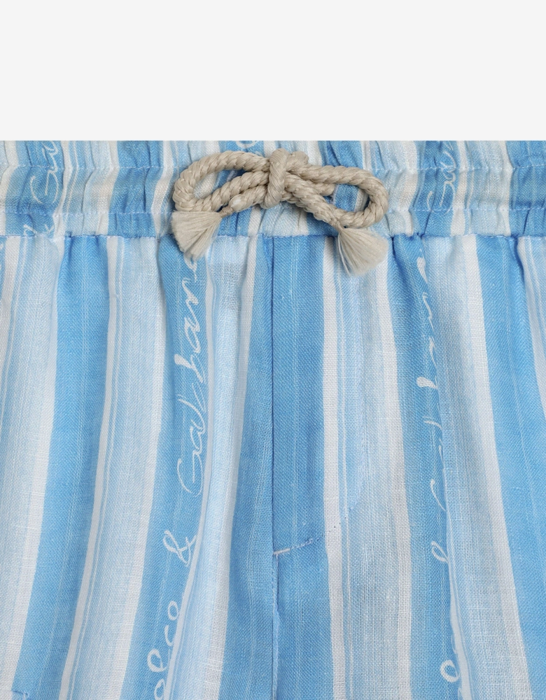 Boys Striped Cargo Shorts in Blue