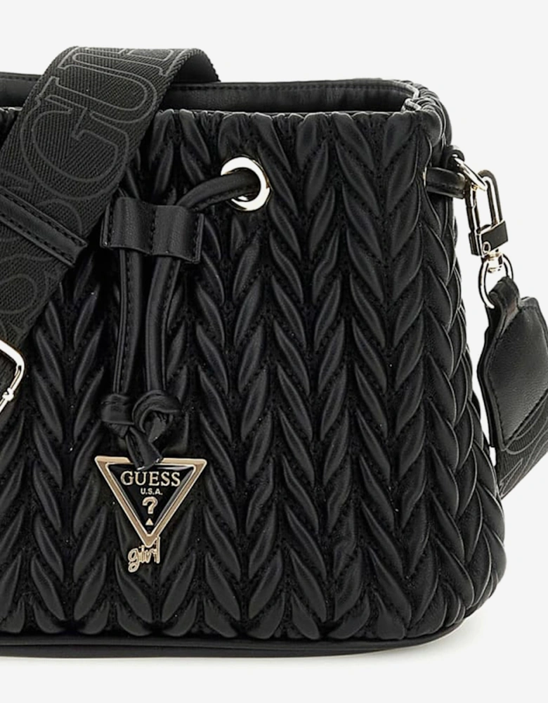 Girls Quilted Mini Bucket Bag in Black (20.5cm)