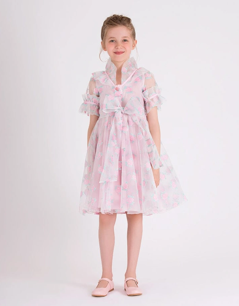 Girls Micro Flowers Princess Dress in Pink