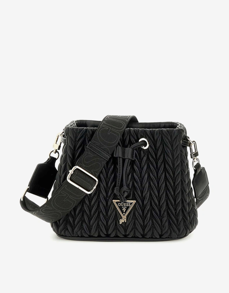 Girls Quilted Mini Bucket Bag in Black (20.5cm)