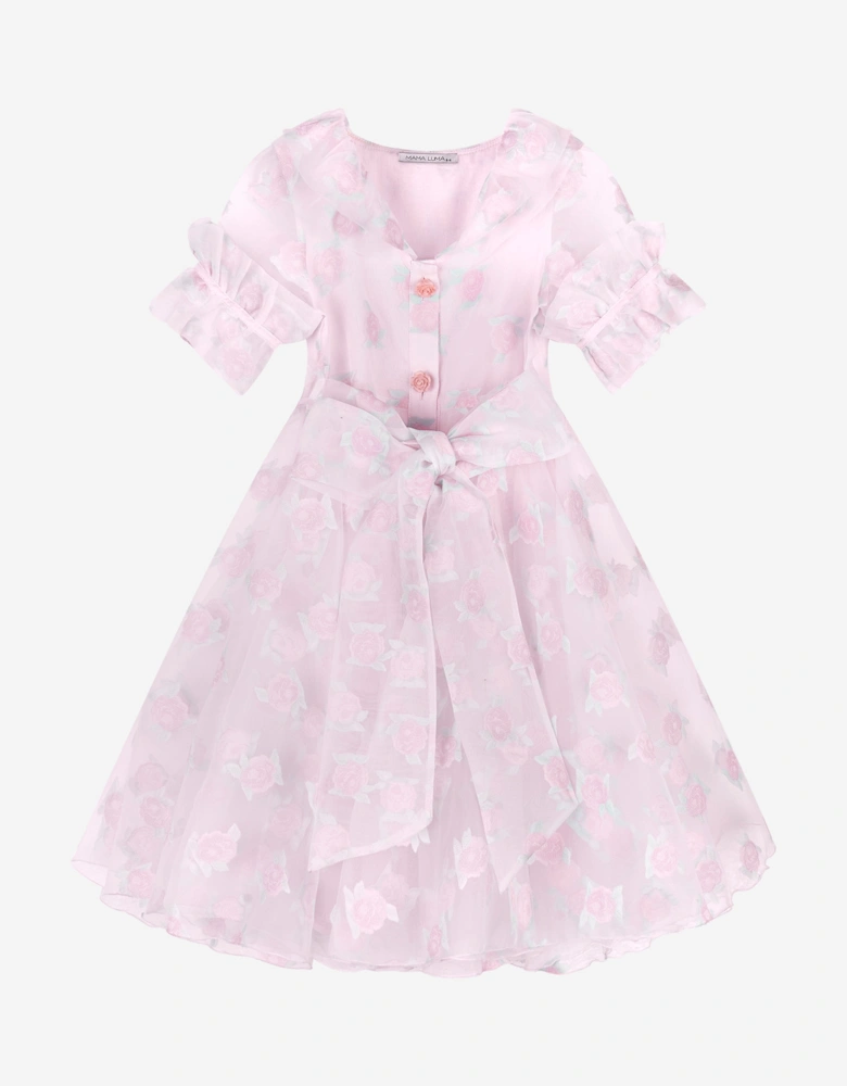 Girls Micro Flowers Princess Dress in Pink