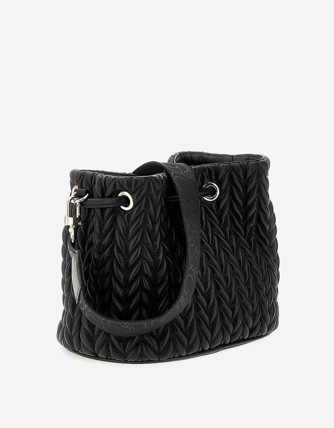 Girls Quilted Mini Bucket Bag in Black (20.5cm)