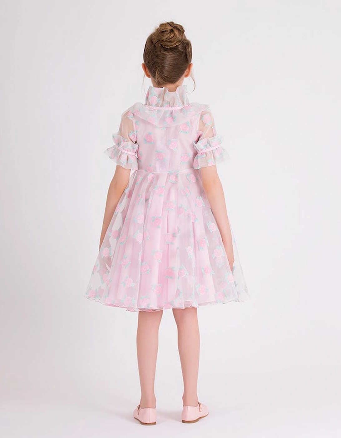 Girls Micro Flowers Princess Dress in Pink